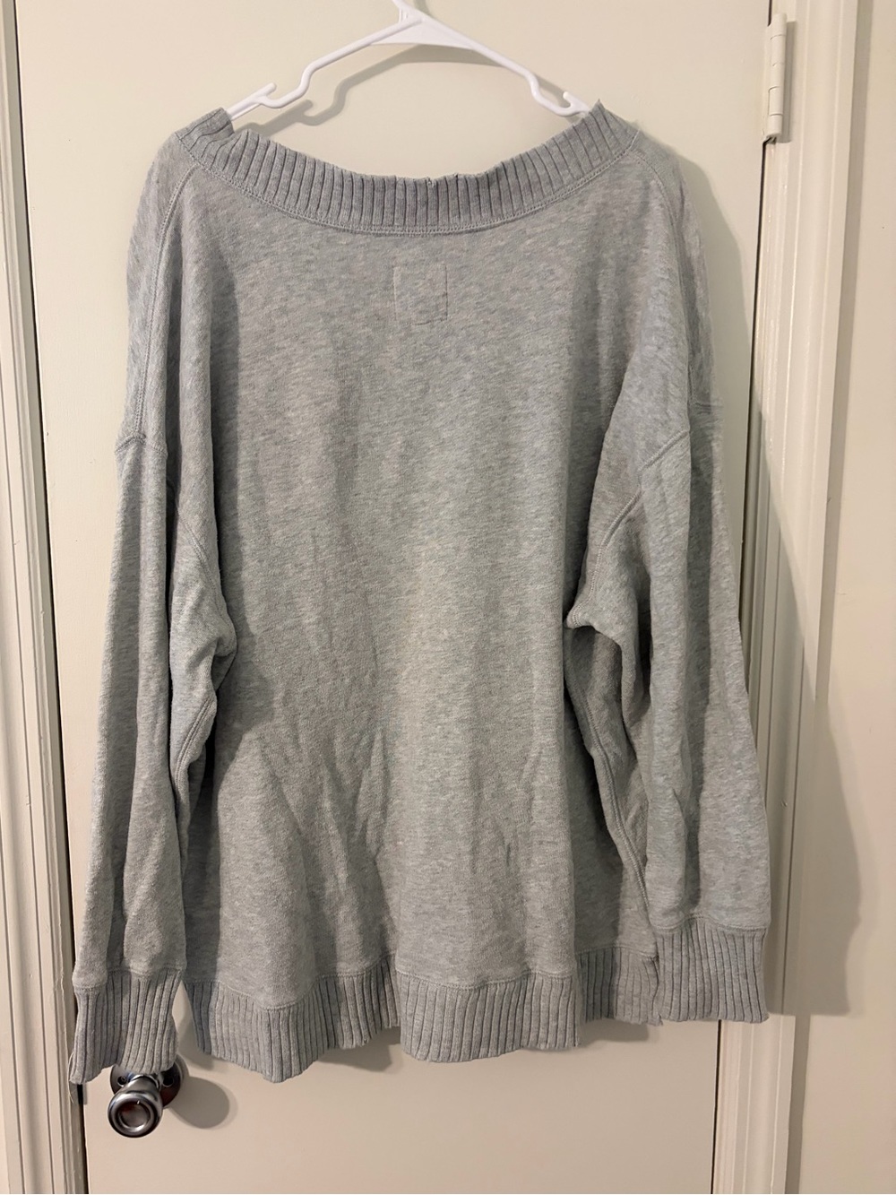 Aerie Cotton V neck Oversized Factory Faded Pullover Sweater Grey Size Medium - Picture 2 of 4
